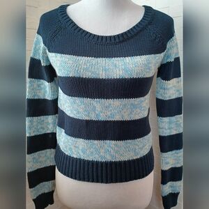 American Eagle Outfitters Navy and Light Blue Striped Sweater